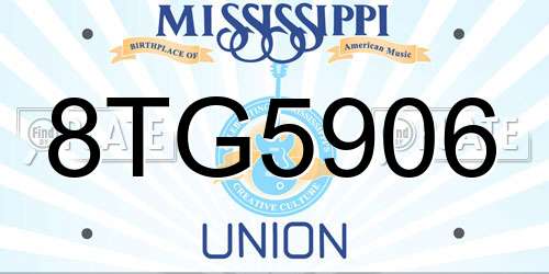 8TG5906 Mississippi License Plate