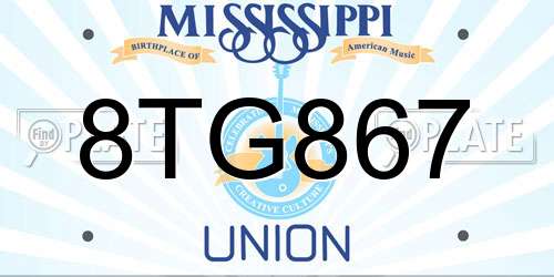 8TG867 Mississippi License Plate