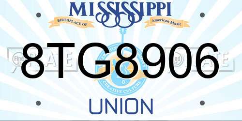 8TG8906 Mississippi License Plate