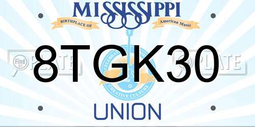 8TGK30 Mississippi License Plate