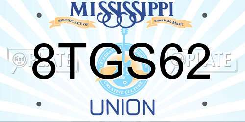 8TGS62 Mississippi License Plate
