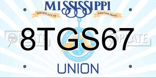 8TGS67 Mississippi License Plate