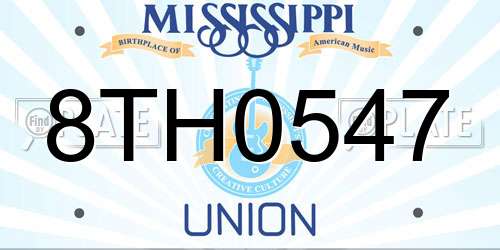 8TH0547 Mississippi License Plate