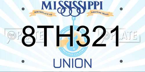 8TH321 Mississippi License Plate