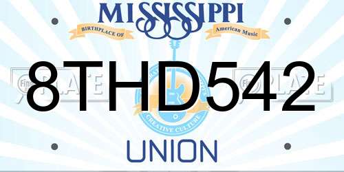 8THD542 Mississippi License Plate