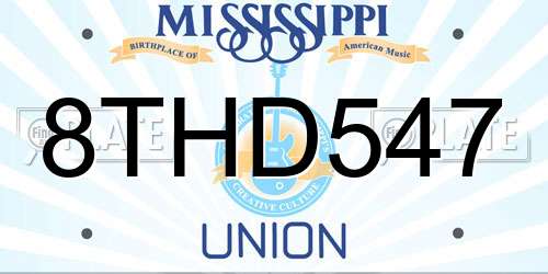8THD547 Mississippi License Plate