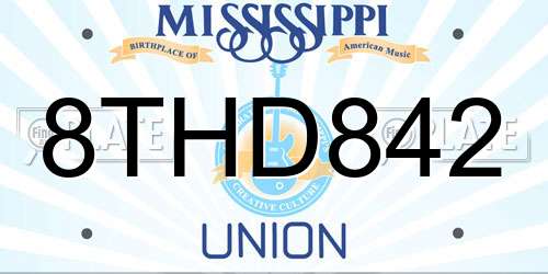 8THD842 Mississippi License Plate