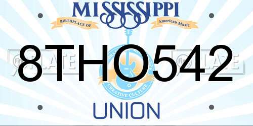 8THO542 Mississippi License Plate