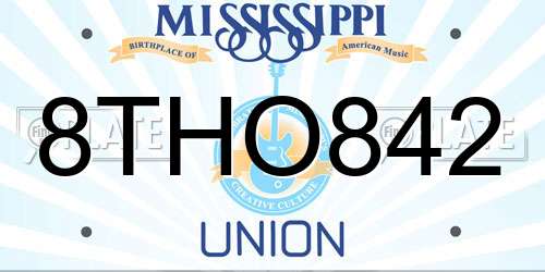 8THO842 Mississippi License Plate