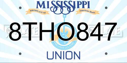 8THO847 Mississippi License Plate