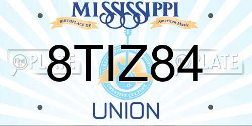 8TIZ84 Mississippi License Plate