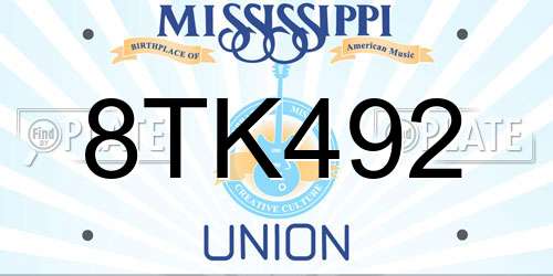 8TK492 Mississippi License Plate