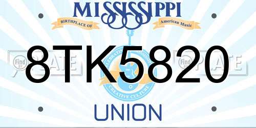 8TK5820 Mississippi License Plate
