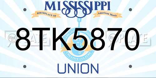 8TK5870 Mississippi License Plate