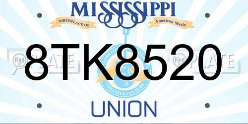 8TK8520 Mississippi License Plate