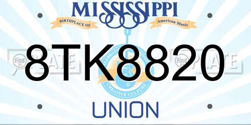 8TK8820 Mississippi License Plate