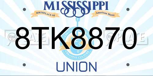 8TK8870 Mississippi License Plate
