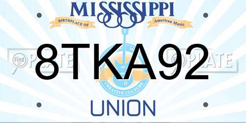 8TKA92 Mississippi License Plate