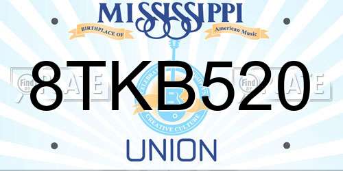 8TKB520 Mississippi License Plate