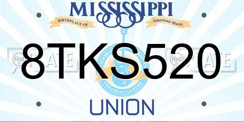 8TKS520 Mississippi License Plate