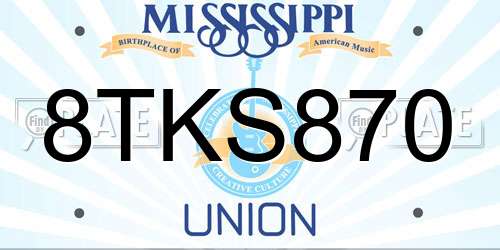 8TKS870 Mississippi License Plate