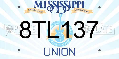8TL137 Mississippi License Plate