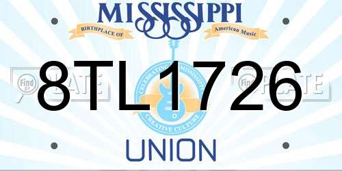 8TL1726 Mississippi License Plate