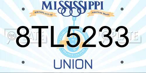 8TL5233 Mississippi License Plate