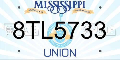 8TL5733 Mississippi License Plate