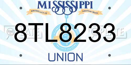 8TL8233 Mississippi License Plate