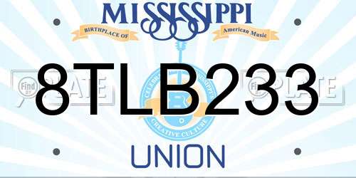 8TLB233 Mississippi License Plate