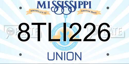 8TLI226 Mississippi License Plate