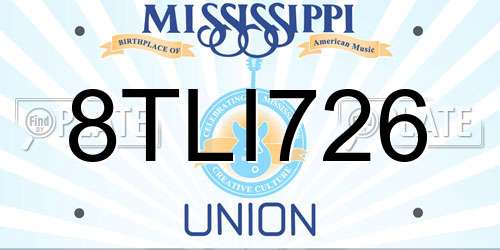 8TLI726 Mississippi License Plate