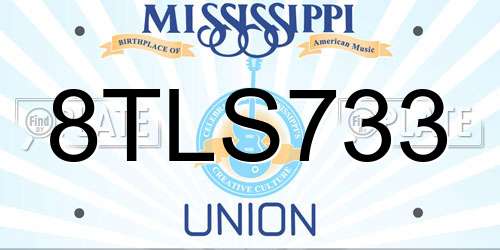 8TLS733 Mississippi License Plate