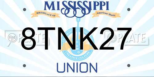 8TNK27 Mississippi License Plate
