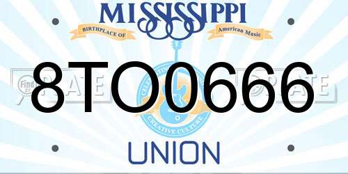 8TO0666 Mississippi License Plate