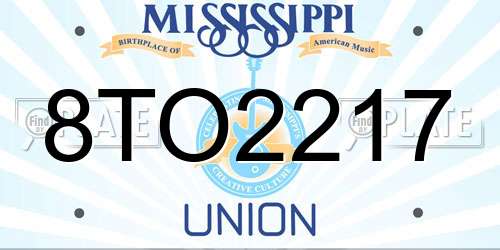 8TO2217 Mississippi License Plate