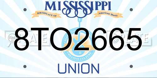8TO2665 Mississippi License Plate