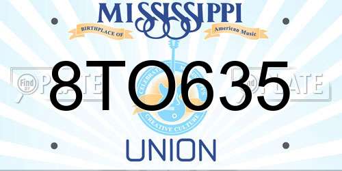 8TO635 Mississippi License Plate