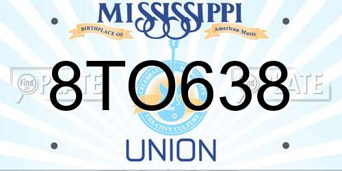8TO638 Mississippi License Plate