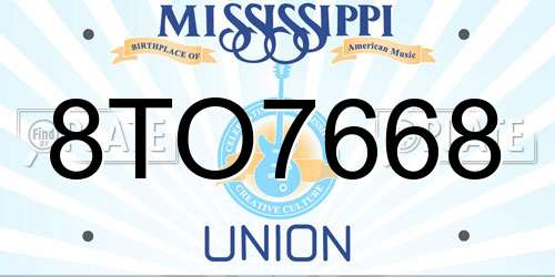 8TO7668 Mississippi License Plate