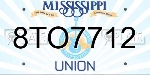 8TO7712 Mississippi License Plate