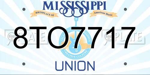 8TO7717 Mississippi License Plate