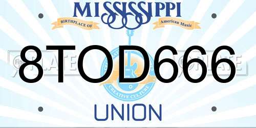 8TOD666 Mississippi License Plate