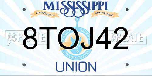 8TOJ42 Mississippi License Plate