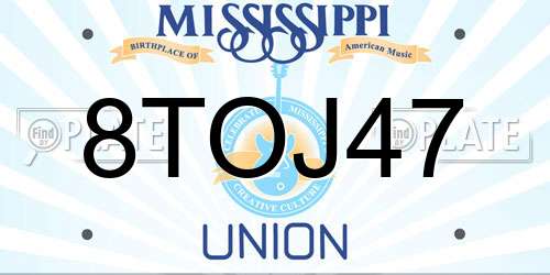 8TOJ47 Mississippi License Plate