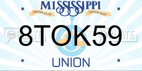 8TOK59 Mississippi License Plate