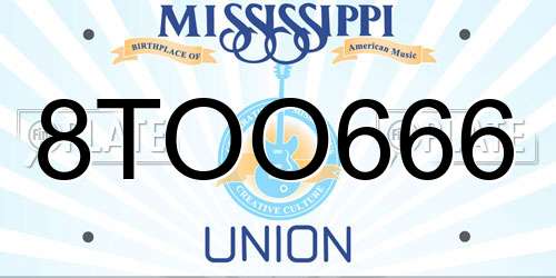 8TOO666 Mississippi License Plate