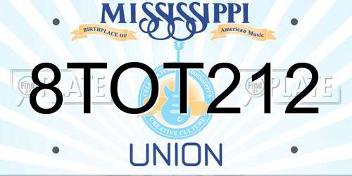 8TOT212 Mississippi License Plate