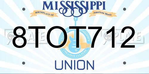 8TOT712 Mississippi License Plate